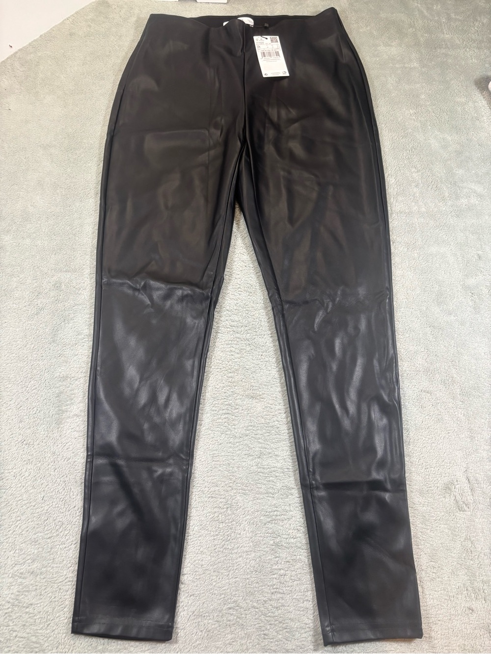 MNG Mango Black Faux Leather Leggings Pants - NWT Size M